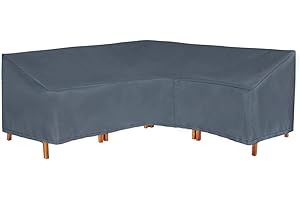 Hentex Cover Lounge Furniture Cover for L-Shaped Sofas, Waterproof, Breathable TPU Fabric Cover for Garden Furniture, Protection Against Wind, UV Protection, Grey
