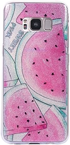 HeBan Luxury Bling Bling Glitter Sparkle Designer Case Shockproof Shining Fashion Style Back Cover for Samsung Galaxy S8 - Fruit Watermelon