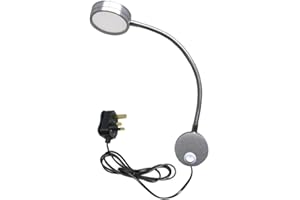 YANGLI Youngine 5W UK Plug Reading Lamp, Flexible Gooseneck 5W LED Wall Mounted Bedside Light with ON/Off Switch and Plug for Bedroom Hotel Workbench Studio (Silver Warm White)