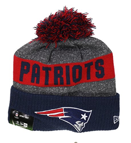 New Era NFL Sideline Bobble Knit Neepat OTC - Cappello Linea England Patriots da Uomo, Colore Blu, Taglia OSFA