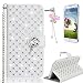 Produktbild Samsung Galaxy S5 S5 Neo i9600 GT-I9600 Samsung Galaxy S5 (SM-G900F) - S5 Neo (SM-G903F) Handyhülle Schutzhülle,Sunroyal [Strass Diamant mit Kette] PU Leder Flip Case im Bookstyle Wallet Folio Cover Ledertasche Schutzhülle Case Tasche mit Standfunktion und Karte Halter Magnetverschluss Glänzend Rhinestone Kristall Crystal Strap Chain Etui Bumper Hülle + 1 x Frei Displayschutzfolie + 1x Staub Kopfhörer Jack Zubehör Handyanhänger, Stylish Weiß