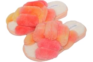 HITOPTEU Kapcie damskie zimowe pantofle pluszowe futro ciepłe kapcie domowe z otwartym palcem pantofle