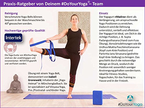 Yogagurt »Madira« / Yoga-Belt Gurt 100% Baumwolle mit stabilem Metall-Ring-Verschluss / 250 x 3,8cm / in verschiedenen Farben erhältlich - 7