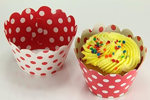 Disposable Baking Cups Reversible Cupcake Wrappers Wrap Liners Minnie Mouse Red White Polka Dot 2'' X 3.25' X 2'' 1sets of 24 Liners Cups