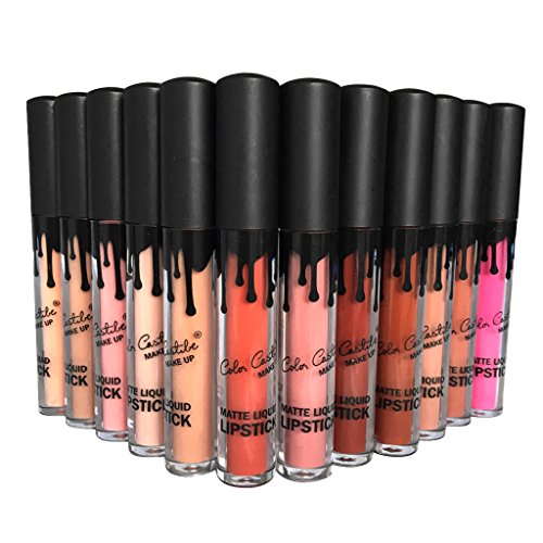 MagiDeal 12 Farben Matt Wasserdicht Lipgloss Set - Long-Lasting, Moisturizing, Flüssigkeit Lippenstifte