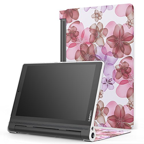 MoKo Lenovo YOGA Tab3 Plus 10.1 Hülle – Ultra Leightweight Slim Schutzhülle Smart Cover für Lenovo YOGA Tab 3 Plus (YT-X703F) 10.1 Zoll 2016, Blumen Violett (nicht für Yoga Tab 3 10.1) - 9