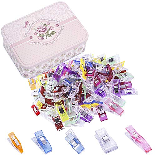 KA MAI KA 150 Unidades de Clips de Costura, Clips de Costura, Clips de plástico, Lata para Manualidades, Ganchillo y Tejer, Abrazaderas, Clips de plástico, Pinzas de plástico
