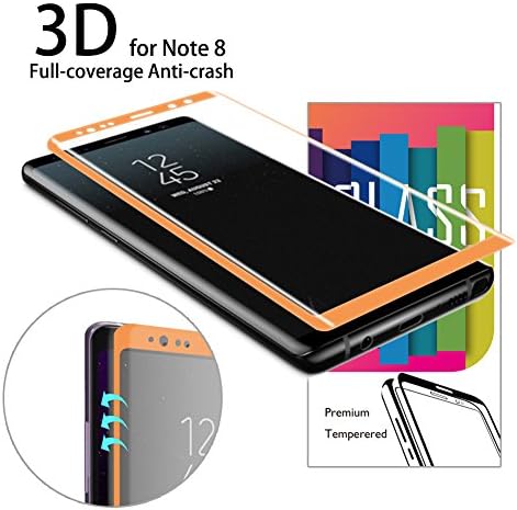 Note 8 Screen Protector Glass,AKPATI Note 8 Tempered Glass,Samsung Galaxy Note 8 Screen Protector Anti-Fingerprint HD Film[Case Friendly][Full Coverage][Bubble Free][9H Hardness]for Note 8 - Gold