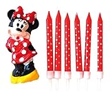 Vela Compleaños Minnie Mouse - Pack de 6 velas y 1 figura (Verbetena 014000294)