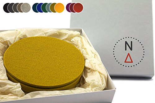NordernArt Glasuntersetzer handgemacht rund 10cm für Gläser 6er Set, 100% Wolle Getränke-Untersetzer Farbe wählbar (Curry gelb )
