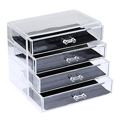 MJARTORIA Organizer Acryl Kosmetik Make Up Aufbewahrung Ordnungsständer Schubladenbox 4 Sortierkasten - 2