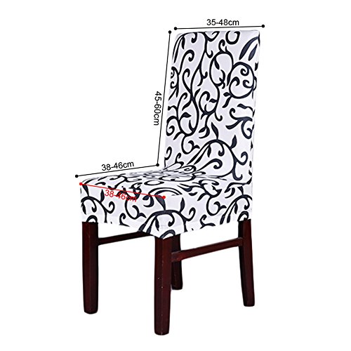 Lianle Stuhlhusse Stuhlüberzug Stuhlbezug Stretch Stuhl Husse Modische Strech Dining Chair Bezug waschbar Stuhl-Abdeckung für Hotel, Haus Dekoration, Hochzeitsessen(WhiteBlack) - 3