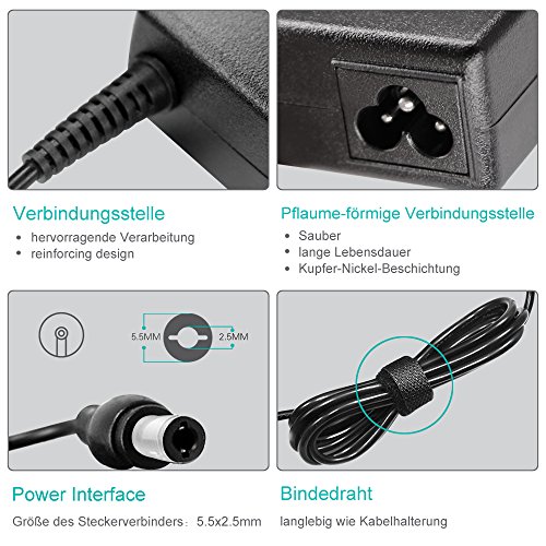 Delippo® 40W 19V 2.1A Laptop AC Adapter Ladegerät für MSI U90 U130 U123 U115 Asus VX238T MX239H VX238T-W MS246H MS202D ML239H LCD LED (5.5*2.5mm) - 3