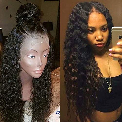 Maxine hair 360 Lace Frontal Wig 180% Density Pre-Plucked Hairline 360 Lace Front Human Hair Wig Curly Hair Wig with Baby Hair (8 inch,Natural Color)