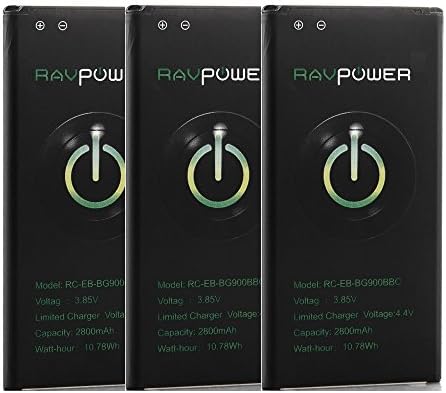 3-Pack RAVPower 2800mAh Replacement Battery for Galaxy S5 (48 Hour Standby, Up to 500 Charging Cycles)