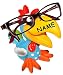 Produktbild Brillenhalter - " lustiger Vogel - Tukan / Papagei Ara / Hahn - Gockel " - incl. Name - stabil aus Kunstharz - universal Größe - für Kinder & Erwachsene / Brillenhalterung - lustiger Brillenständer - für Sonnenbrille Lesebrille - Brillenablage - Tier lustig - Deko Figur - Vögel exotisch / Karibik - Urlaub - Hühner