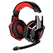 Price comparison product image EasySMX Comfortable LED 3.5mm Stereo Gaming LED Lighting Over-Ear Headphone Headset Headband with Mic for PC Computer Game With Noise Cancelling & Volume Control (Black with Red).