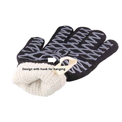 OVOS Grillausrüstung 932 ° f extrem hitzebeständige Topflappen-EN407 zertifizierte Grill-Handschuhe zum Kochen Aramid-Handschuhe mit rutschfesten schwarzen Silikon - 4