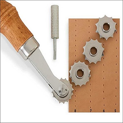 Yalulu Nützliche Leder Überstich Werkzeug Pin Sewing Stanzloch-Maschine Drucktuch Rad/Einrollscheibe/Scriber/Scanlinie, Stichabstand 3-5 mm - 2