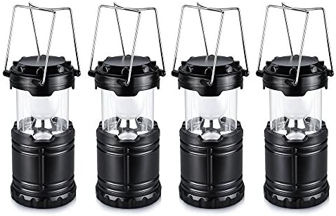 4 x Camping Lanterns, Xintop Dimmable 3 Lighting Modes Collapsible Ultra Bright Water Resistant Camping Gear Equipment Flashlight Lanterns, Battery Powered Tent Lights for Fishing, Hiking, Hurricanes, Outages, Emergencies ( 6 AA Batteries included )
