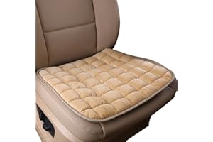 FADCAER Universal Soft Comfortable and Warm Car Seat Cushion Winter Short Plush Car Front Seat Cushion Cover Pad Fine Anti-Slip Plaid Seat Protector For Cars, Trucks,Vehicles & Office Chair (Beige)