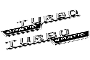 WWFAN 2 stücke Turbo 4 Matic Side Fender Aufkleber für Mercedes Benz AMG A B C E S S G Klasse CLA CLK GLA GLB GLC GLE GLE GLK GLS GT Autostil (Color Name : Silver)