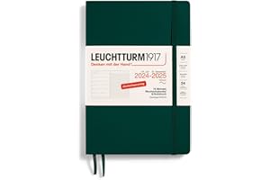 ‎LEUCHTTURM1917 LEUCHTTURM1917 370623 Wochenkalender & Notizbuch Medium (A5) 2025, 18 Monate 07.2024-12.2025, Softcover, Forest Green, Deutsch