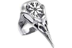 UNVOJL Crow Skull Rings Stainless Steel Raven Bird Rings Personalised Gothic Punk Bird Skull Rings Vintage Viking Jewelry for Halloween Accessory