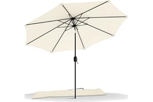 vounot Parasol de Jardin Parasol Inclinable 270cm Toile Protection UV pour Balcon Patio Terrasse Exterieur Beige