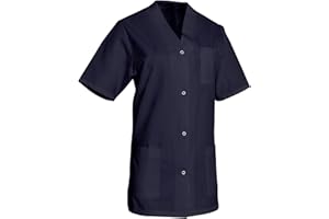 SNV Tunique médicale femme manche courte col V blouse médicale professionnelle fermeture par boutons pressions uniforme médicale femme