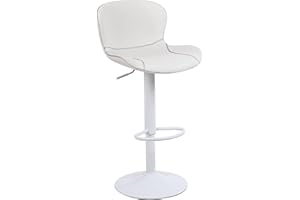 Youhauchair Barhocker, Barhocker Höhenverstellbar aus PU-Leder, wasserdicht und verschleißfest, Hocker mit Rückenlehne und Fußstütze, Drehbarer bar Stool, modern, Weiß