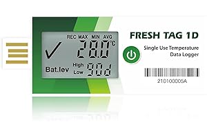 FRESHLIANCE FOCUS ON FRESH AND SAFE LIFE ONLY Freshliance Temperatur Datenlogger mit großem LCD-Bildschirm, 30000 Messwerte hohe Genauigkeit Einweg-Temperaturrecorder mit PDF&CSV-Berichte 30 Tage 1 Packung, Fresh Tag 1D
