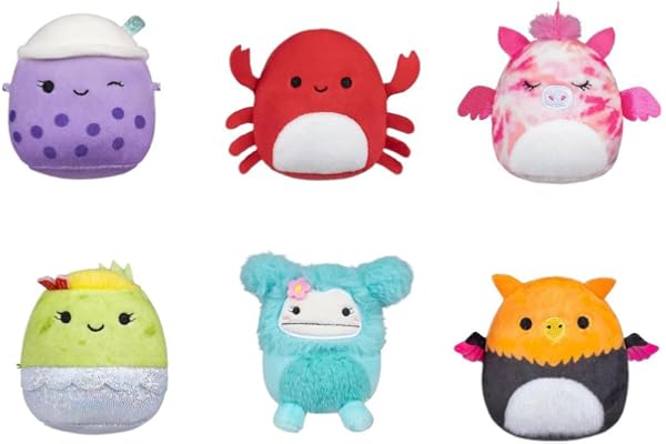 Micromallows SQMM0068 Lot de 6 Mini Peluches Ultra Douces 6,5 cm