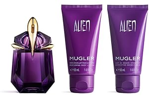 MUGLER Cofanetto Alien, Eau de Parfum + Latte Corpo + Gel Doccia, Da Donna, Aroma Ambrato, Legnoso e Floreale, Fragranza Straordinaria, 30 ml, 50 ml, 50 ml