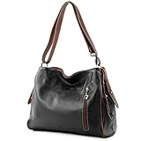 die Tasche ist in zwei Hauptfächer jeweils mit Reißverschluss geteilt | ein Hauptfach ist mit einem seitlichen Reißverschlussfach, das zweite Hauptfach mit einem Steckfach für IhrenSchlüssel o. ä. geeignet, ausgestattet | auf der Vorderseite befindet sich ein Außenfach mit Reißverschluss für z. B. Ihr Smartphone geeignet | dekorativer Metallanhänger |silberfarbene Metallteile | verstärkter Boden