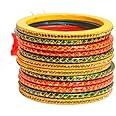 Suprimo Fashion Yellow Jaipuri Lakh Bangle Chuda Handemade Lac Bangles for Women (pack of 12)