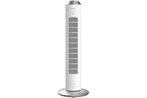 Cecotec Ventilateur Tour avec Minuterie EnergySilence 8090 Skyline, 60 W, 33'' (84 cm) Hauteur, Oscillation, Moteur Cuivre Haute Efficacité, Contrôle Mécanique, 3 Vitesses, Blanc, Minuteur jusqu’à 2 h