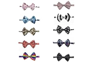 GOGO 10 Pajaritas y Collar para Perro o Gato Collar de Pajarita Ajustable de Mascota Accesorios para Disfrazar para Fiestas Paseos Vacaciones Colores