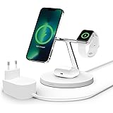Belkin Caricabatterie wireless 3 in 1 con MagSafe, caricatore wireless rapida per iPhone (15 W) e per Apple Watch, stazione d