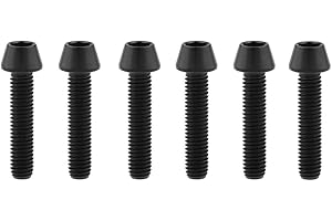 Yaruijia Tornillo de titanio M6 x 10/15/16/18/20/25/30/35/40/45/50/55/60 mm, cabeza cónica, tornillos hexagonales Gr5, paquete de 6 (M6 x 25 mm, negro)