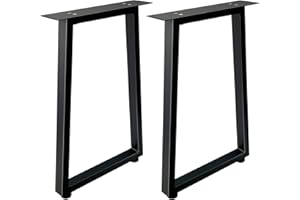 Jahof Metal Table Legs 70 cm, Trapezoid Frame with Adjustable Feet, Heavy Duty Industrial Furniture Legs for Dining Table, Office Desk, Set of 2 (W45cm x H70cm)