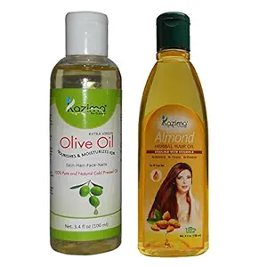 KAZIMA Combo of Olive Oil and Almond Herbal Hair Oil (Each 100ML) Hair Fall Repair & Hair Fall control