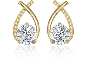 EUJEBEDA Boucles d'oreilles Femme en Avec Zircone Cubique, Clous d'oreilles Rondes,Boucles d'oreilles Femme en Avec Zircone Cubique,Clous d'oreilles Rondes Cristaux pour Femme Fille