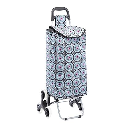 Wedestock Chariot de course, poussette de marché isotherme 6 roues motif mosaïque bleu