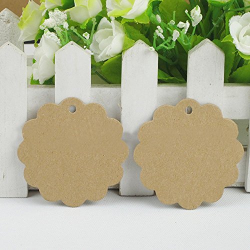 Hosaire 100 Etikett Runde Form Kraftpapier Tags Selbstgestalten Anhänger Etiketten DIY Deko Hochzeit Party Etikett Preisschild Schilder Geschenk Anhänger Kofferanhänger Label,6 cm - 3