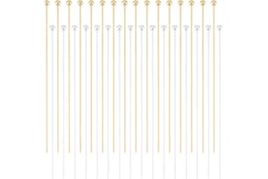 Beebeecraft 1 caja de 100 alfileres con Cabeza Esférica Chapados En Oro de 18 quilates Y Plata de Ley 925 que No Se Deslustran de 50mm de Largo Calibre 24 y Calibre 22 para Hacer Joyas Pendientes