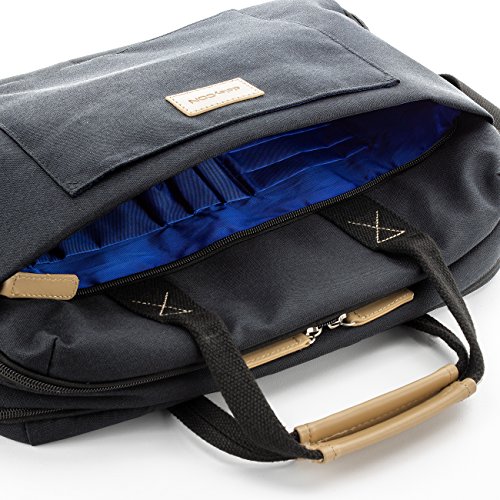 deleyCON Notebook-Tasche bis 15 6    Zoll  39 6cm  Laptop Notebook Netbook Macbook Tragetasche Schultertasche Schutztasche Leinengewebe Schwarz