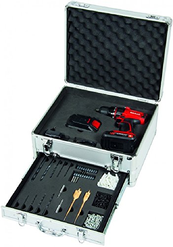 Einhell TC-CD 18 – 2 Li Kit Akkuschrauber mit Set von 214 Teile in Koffer von Aluminium - 2