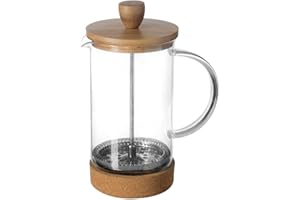 SG SECRET DE GOURMET Frenchpress Cafetière à piston en verre et bambou 600 ml pour 2 pots de café ou de thé