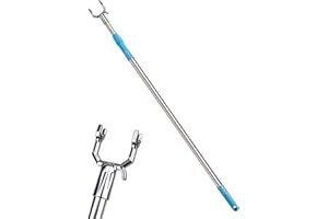 LLHQAMT Closet Hook Pole, 1.5 Meters (59in) Closet Hook, Telescopic Clothes Hook Steel Clothes Pole, Suitable For Wardrobe, Clothes Line, Hanger, Hanger Pole (Blue)